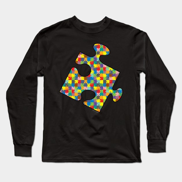 Jigsaw Patterned Jigsaw Piece Long Sleeve T-Shirt by Barthol Graphics